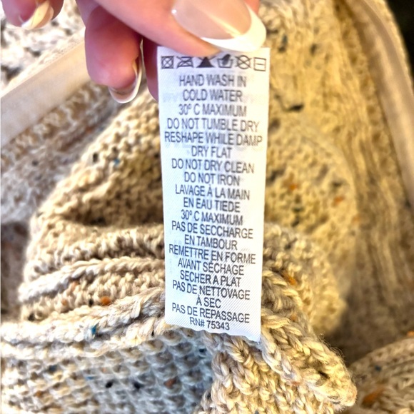 Aran Mór Ireland 100% Merino Wool Zip Hoodie Sweater Oatmeal Speckle GUC - Picture 10 of 10